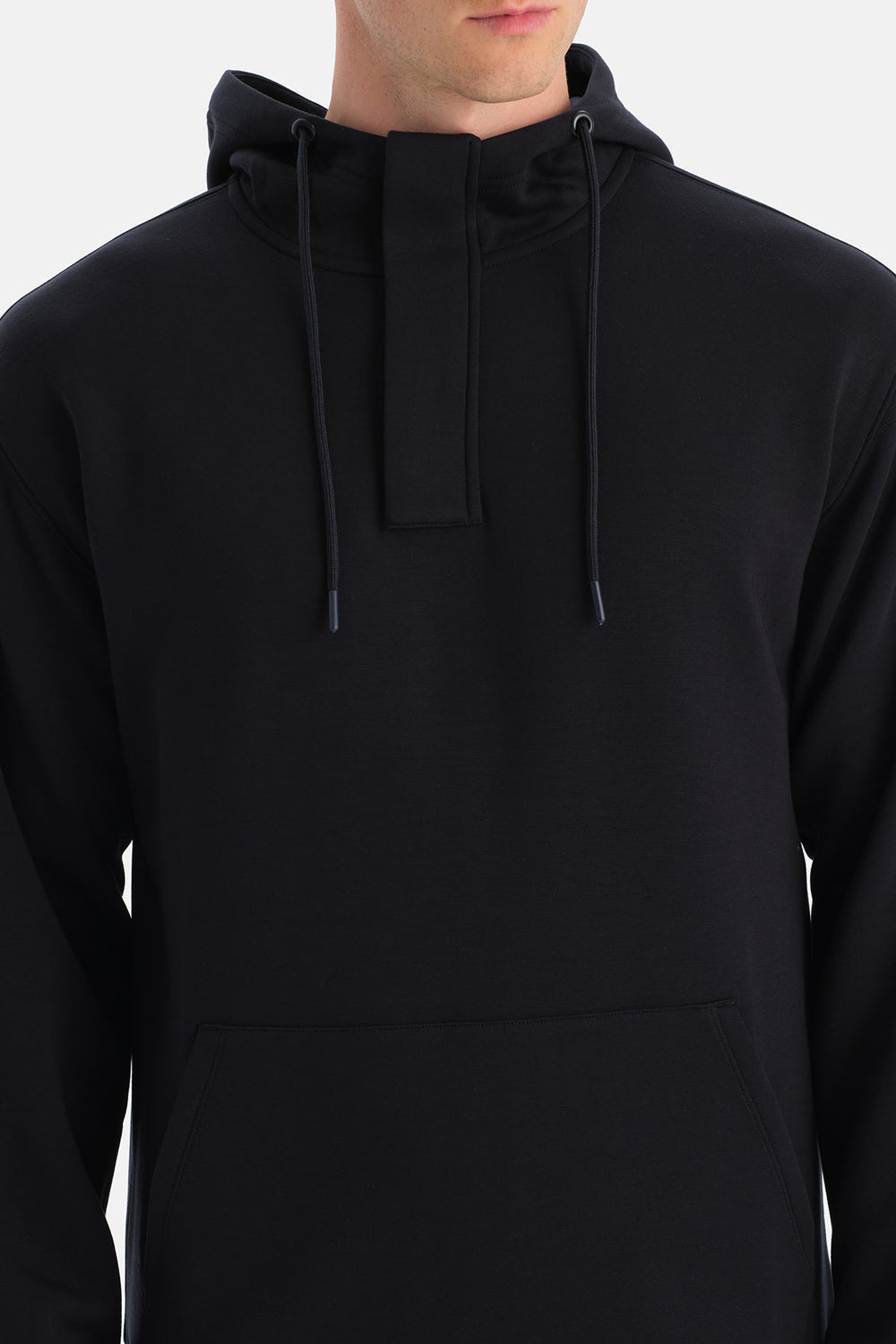 Siyah Erkek Kapüşonlu Modal Sweatshirt