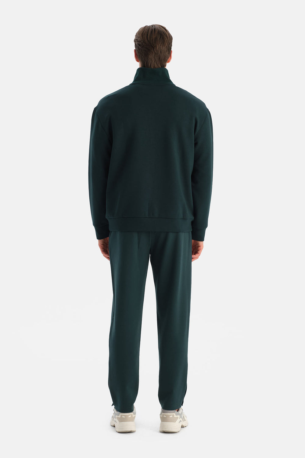 Koyu Yeşil Erkek Yarım Fermuarlı Sweatshirt