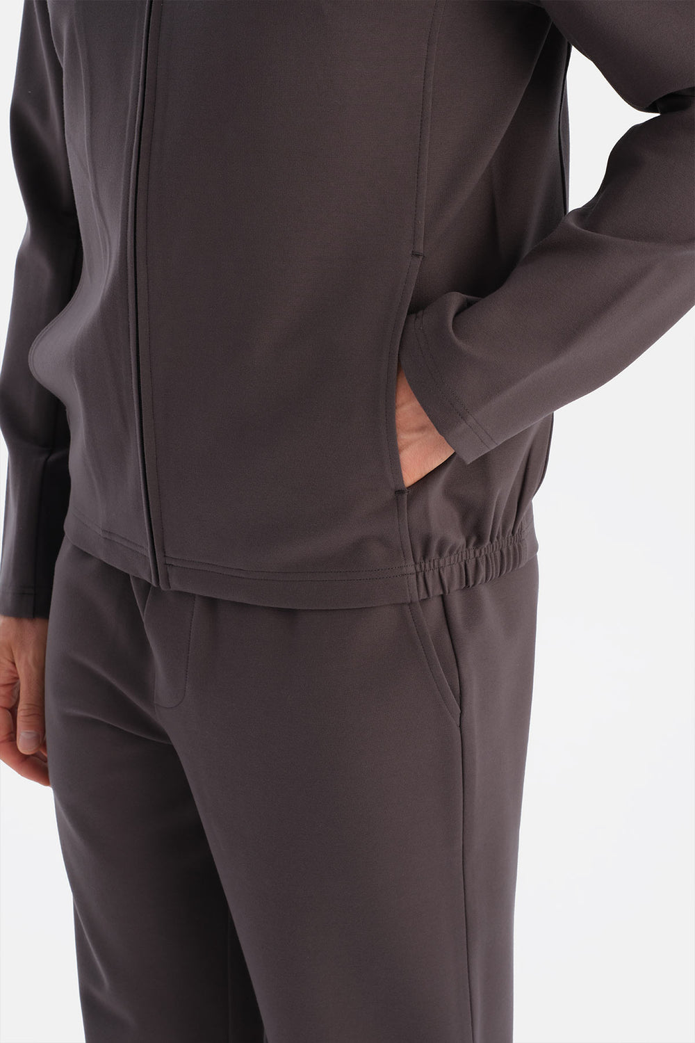 Siyah Fermuarlı Dik Yaka Sweatshirt