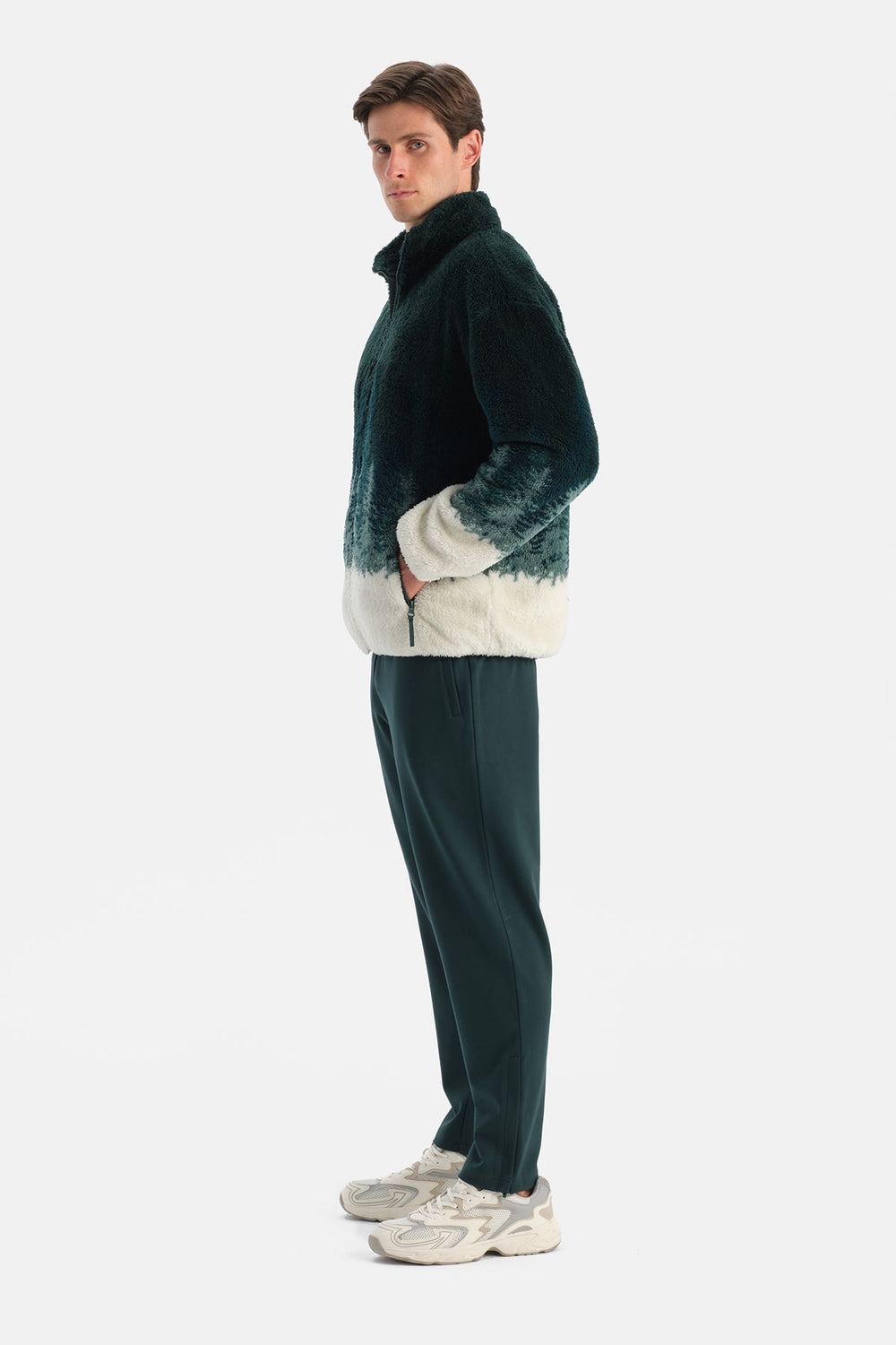 Multicolor Erkek Orman Baskılı Polar Sweatshirt