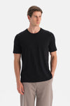 Siyah Bis Yaka Kısa Kollu Regular Tişört