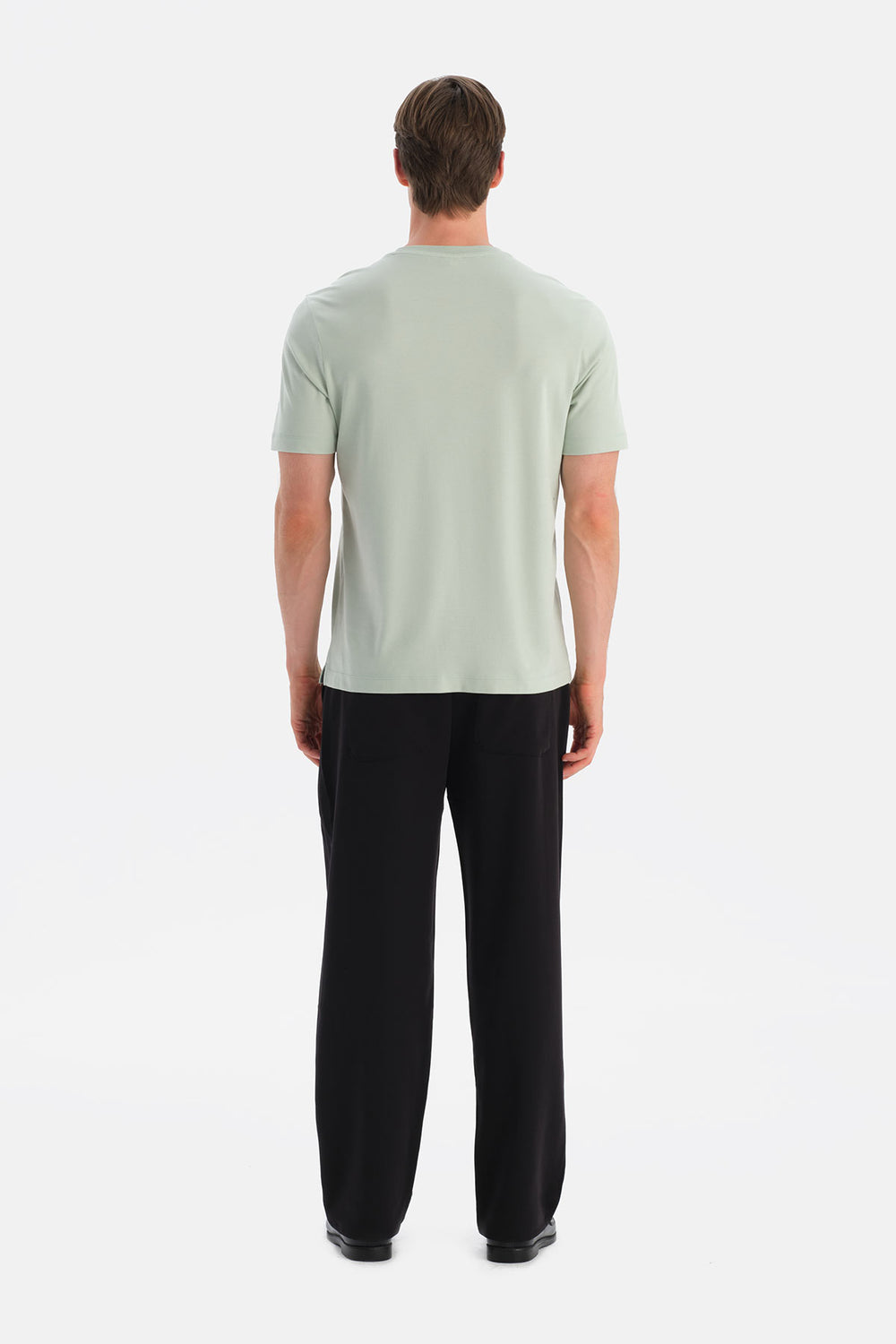 Mint Yeşili Bis Yaka Kısa Kollu Regular Tişört