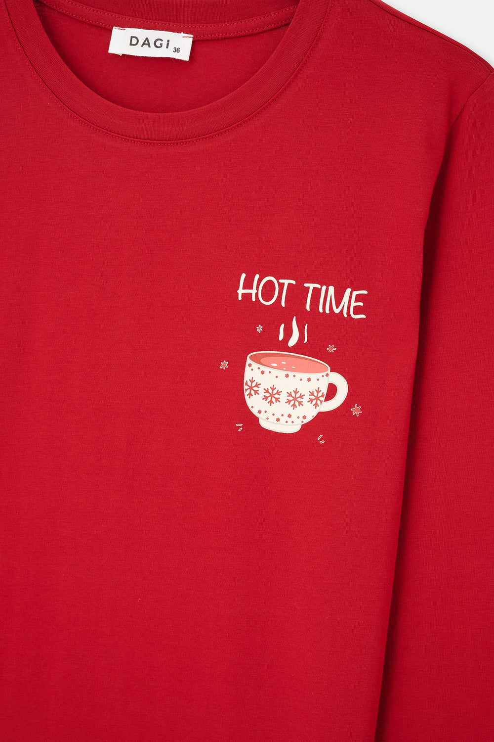 Kırmızı Kadın Uzun Kollu Pijama Takımı