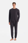 Antrasıt Uzun Kollu Termal Tişört Pantolon Pijama Takımı