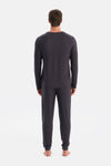 Antrasıt Uzun Kollu Termal Tişört Pantolon Pijama Takımı
