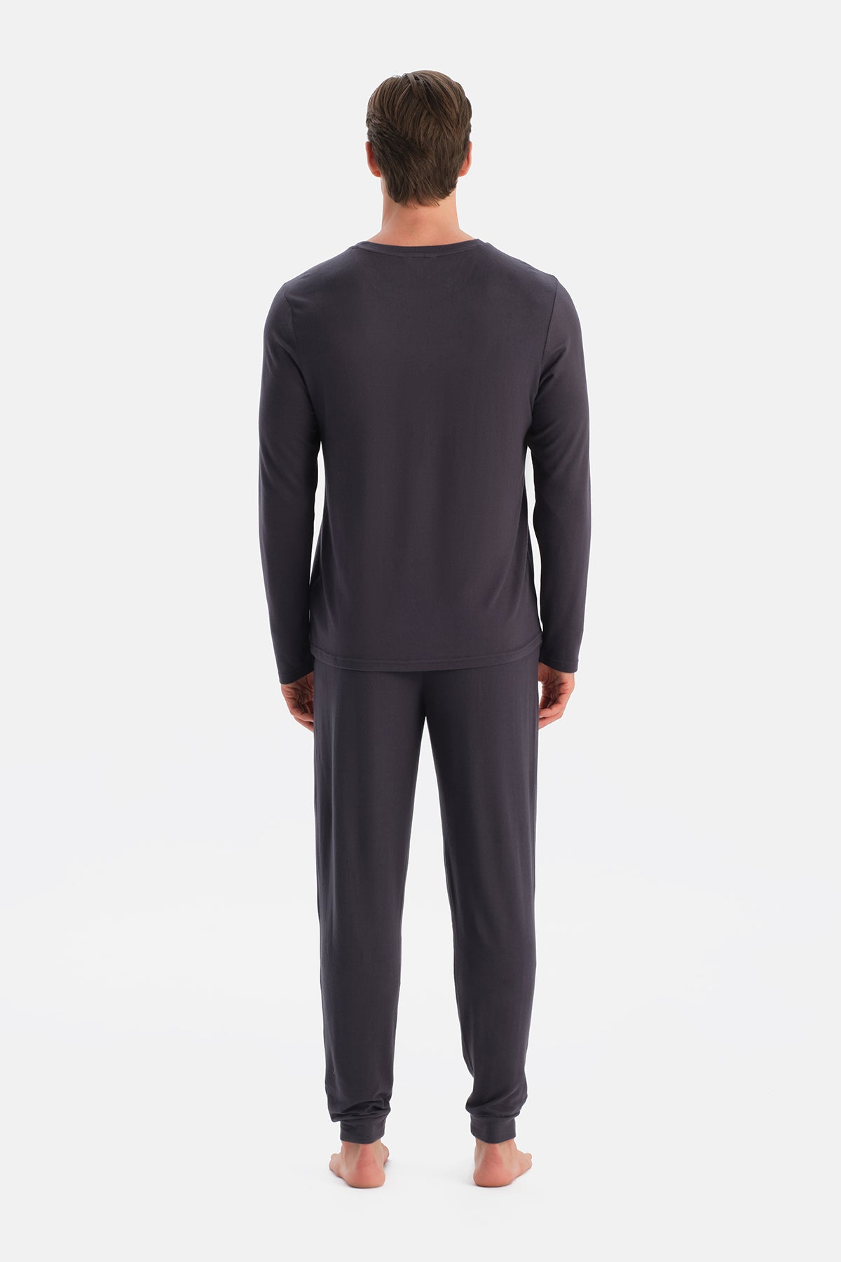 Antrasıt Uzun Kollu Termal Tişört Pantolon Pijama Takımı