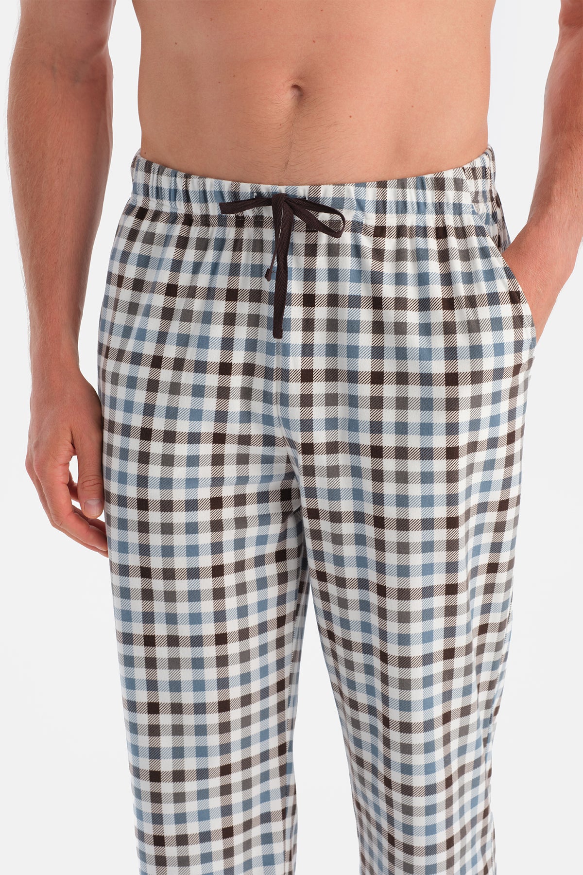 Gri Melanj Dikiş Detaylı Waffle Tişört Pantolon Pijama Takımı