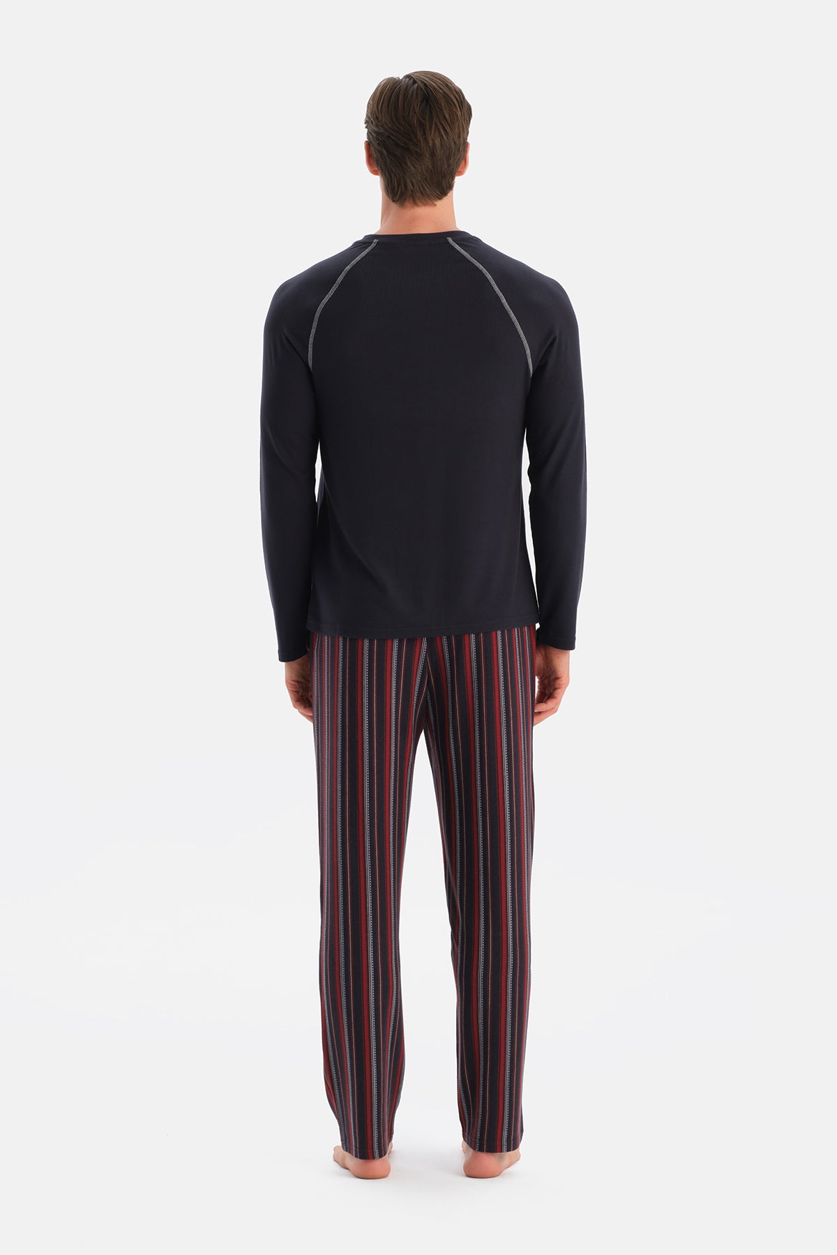 Lacivert Bisiklet Yaka Termal Tişört Pantolon Pijama Takımı