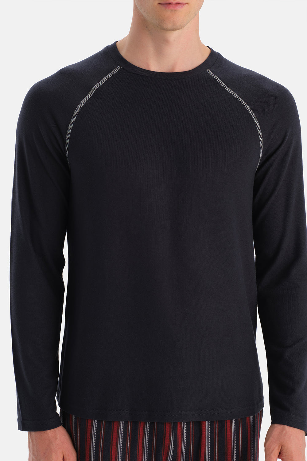 Lacivert Bisiklet Yaka Termal Tişört Pantolon Pijama Takımı