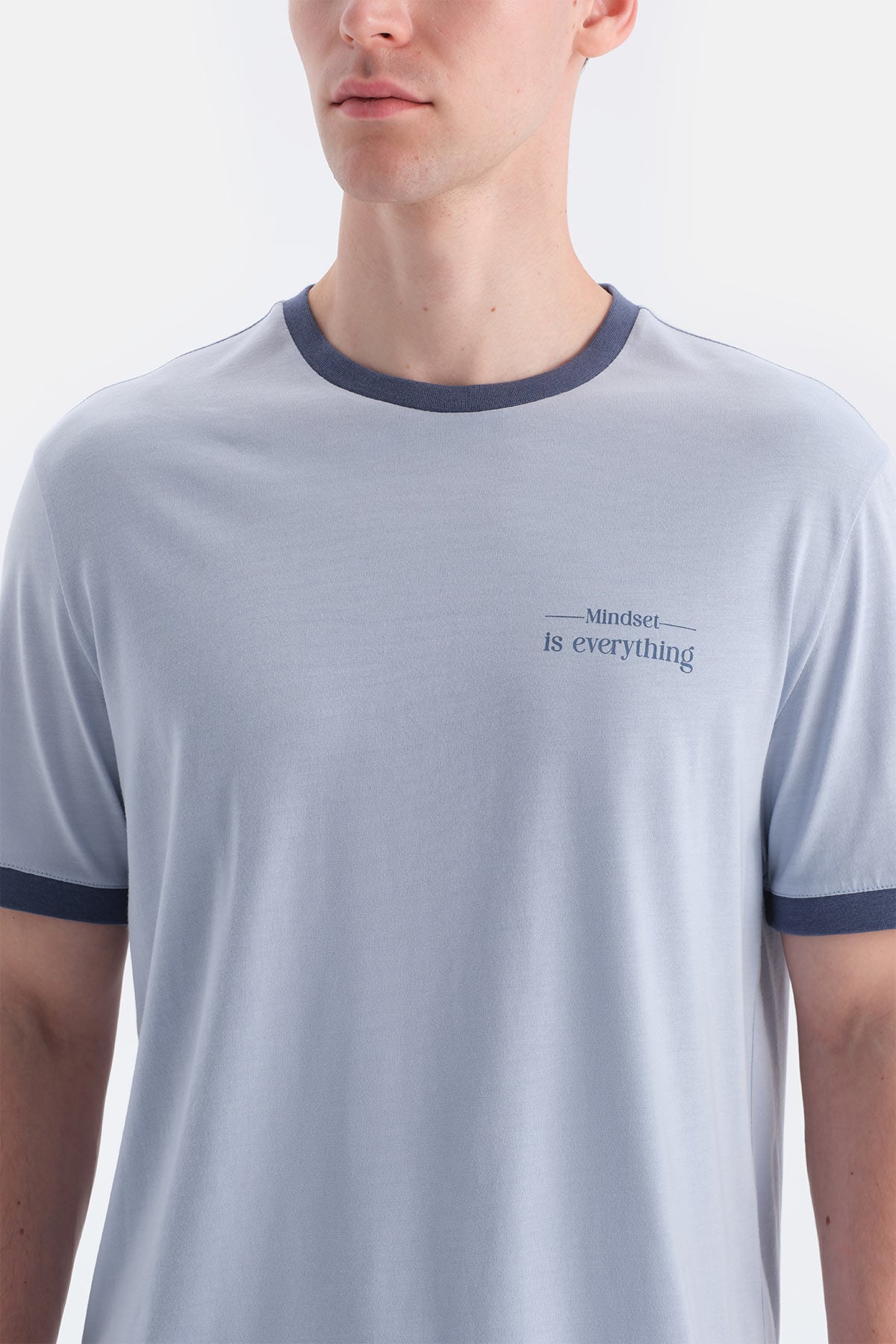 Mavi Ribana Detaylı Tişört Pantolon Takım