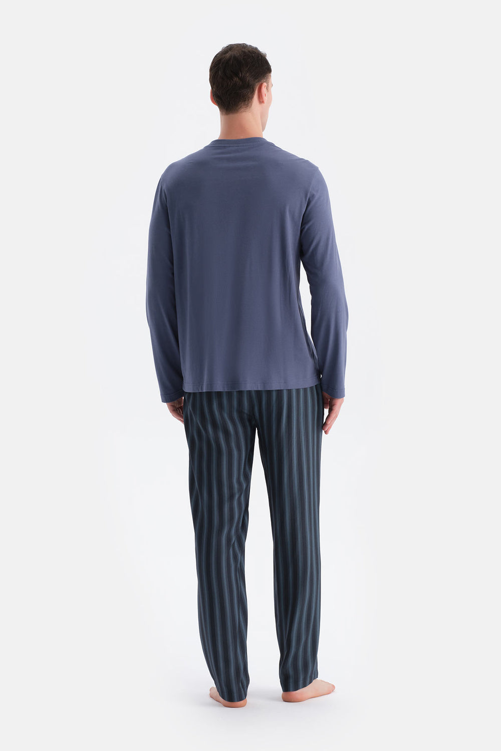 Indigo Patlı Cep Detaylı Tişört Pantolon Takım