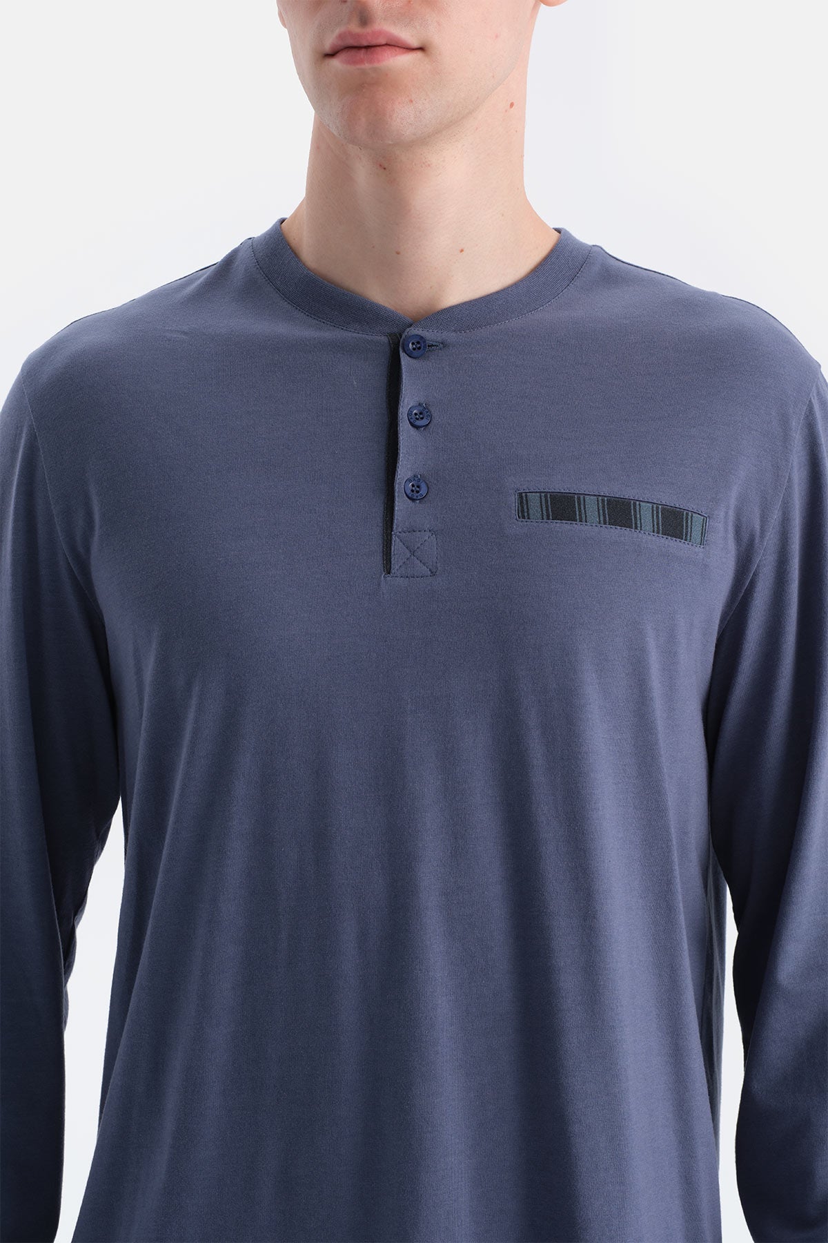 Indigo Patlı Cep Detaylı Tişört Pantolon Takım