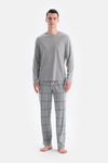 Açık Gri Cepli Tişört Pantolon Takım