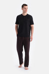 Siyah Kısa Kollu Patlı Tişört Pantolon Takım
