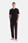 Siyah Kısa Kollu Patlı Tişört Pantolon Takım