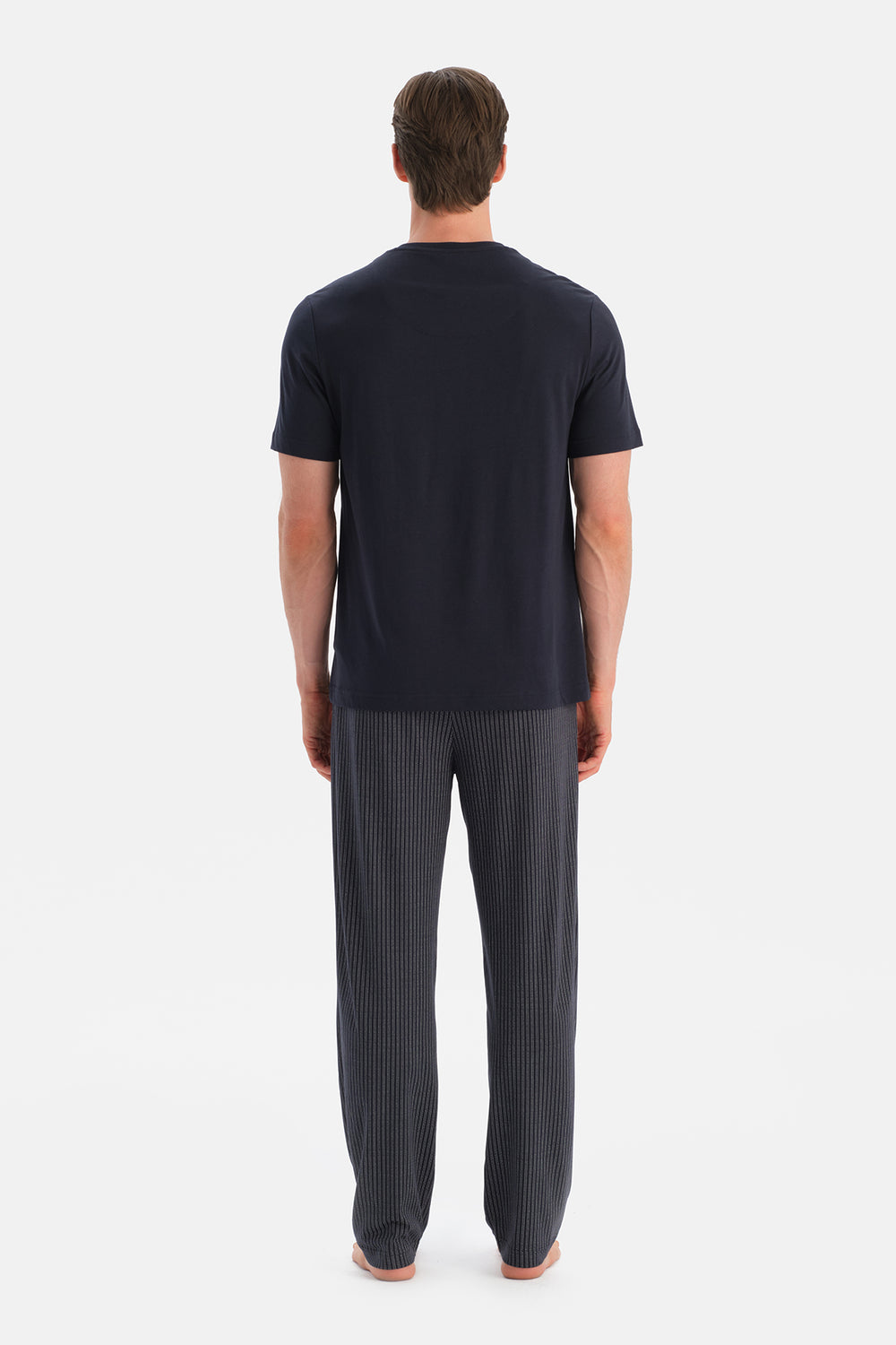 Lacivert Kısa Kollu Pat Ve Cep Detaylı Üçlü Takım