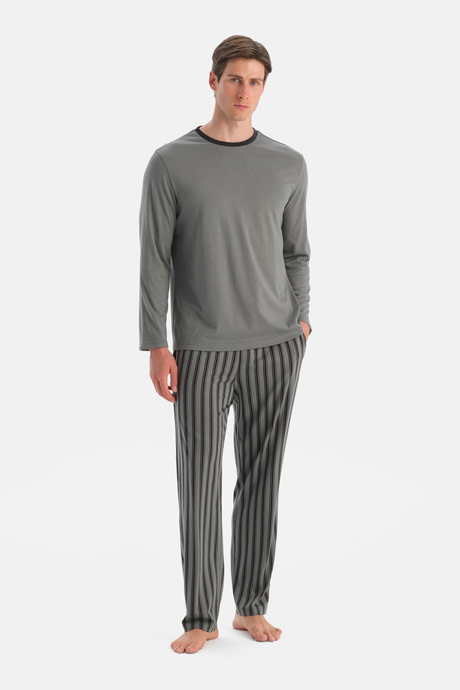 Gri Ribanali Tişört Pantolon Takım