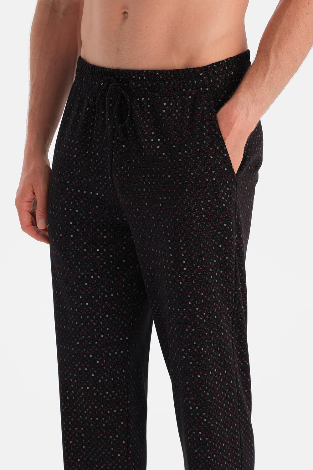 Bordo Uzun Kollu Cep Detaylı Tişört Pantolon Takım