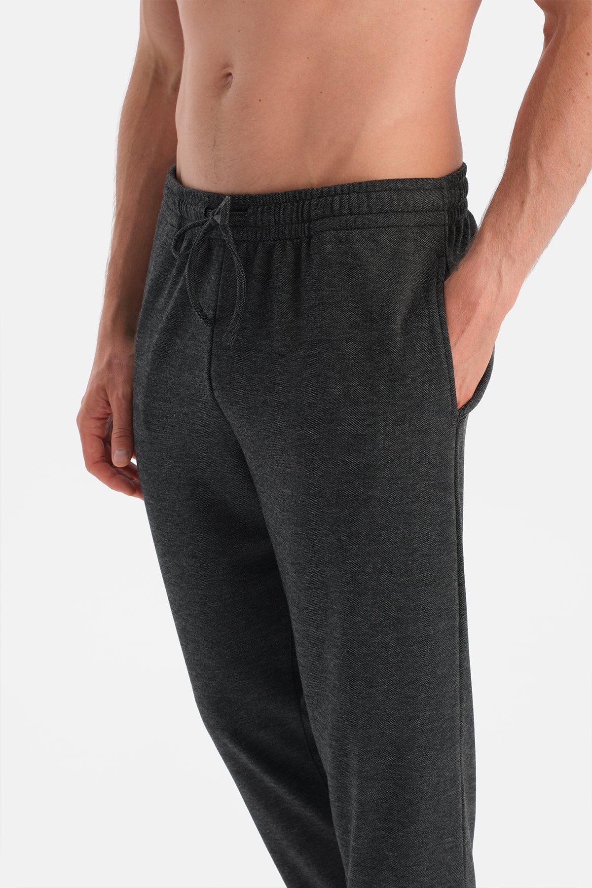 Antrasit Melanj Uzun Kollu Bisiklet Yaka Tişört Pantolon Takım