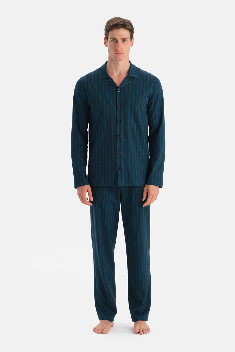 Koyu Mavi Uzun Kollu Gömlek Pantolon Takım