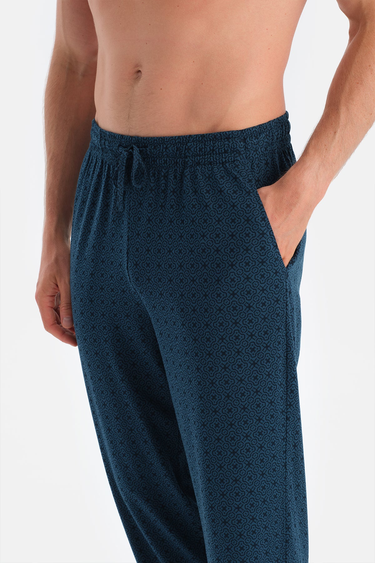 Mavi Uzun Kollu Pat Ve Cep Detaylı Üçlü Takım