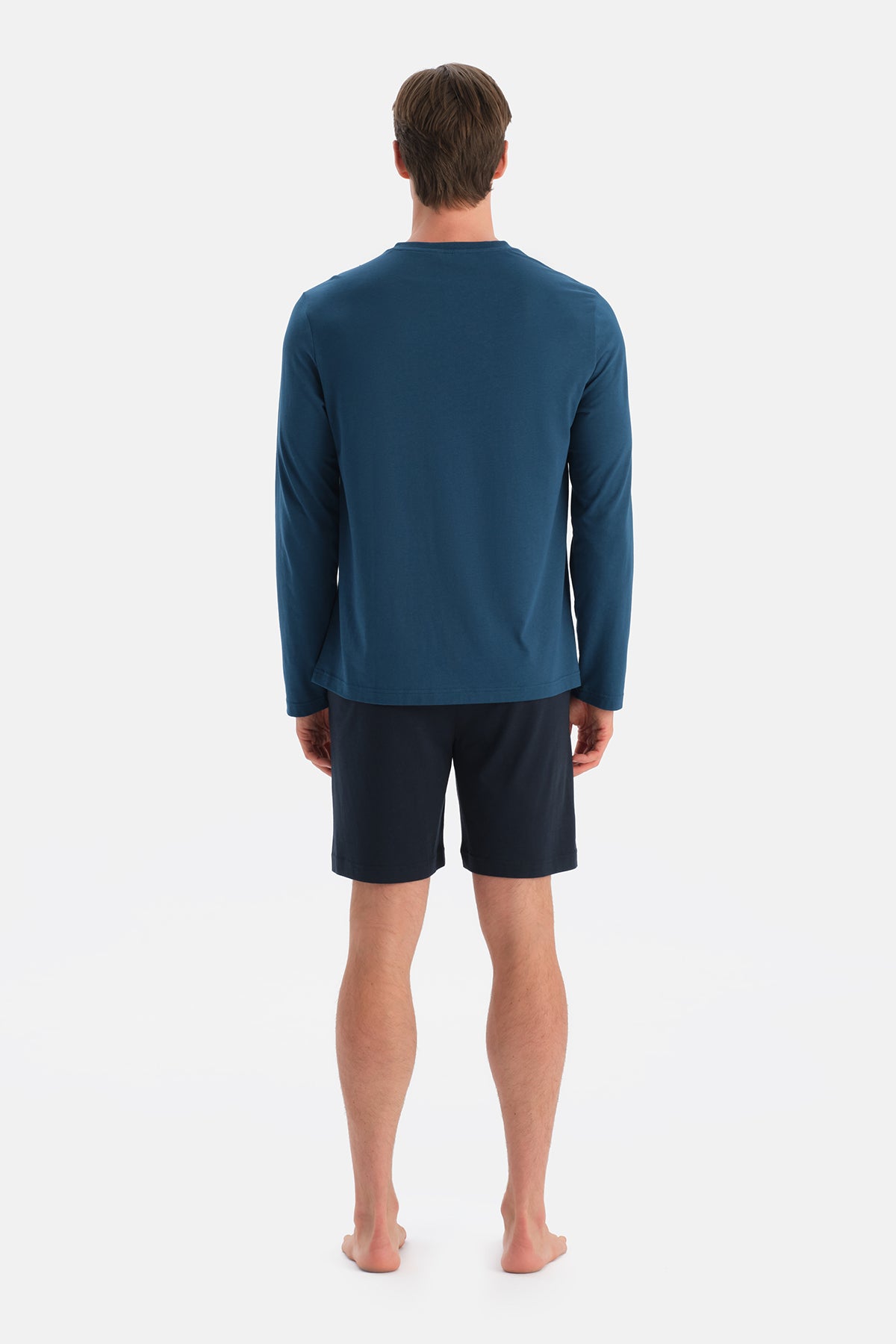 Mavi Uzun Kollu Pat Ve Cep Detaylı Üçlü Takım