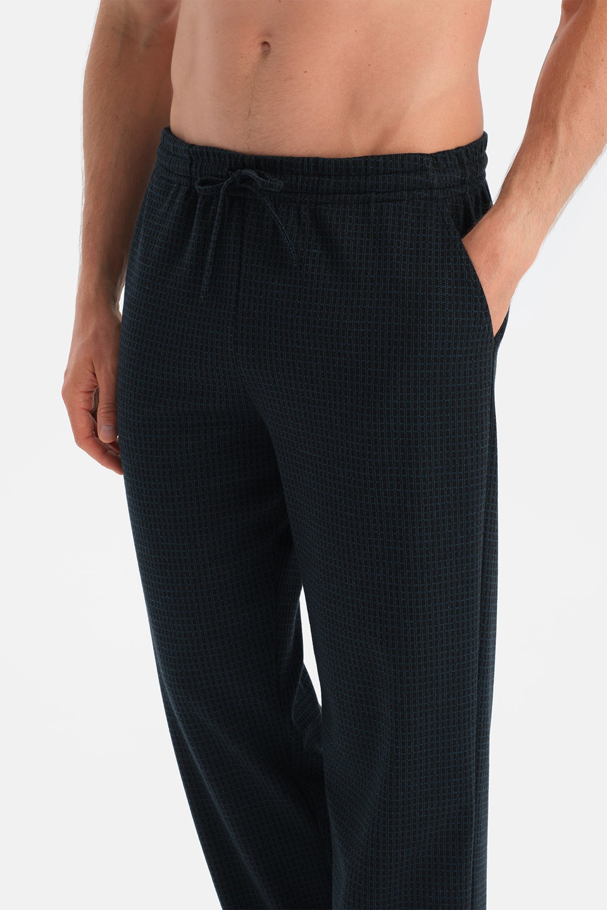 Mavi Uzun Kollu Bisiklet Yaka Tişört Pantolon Takım