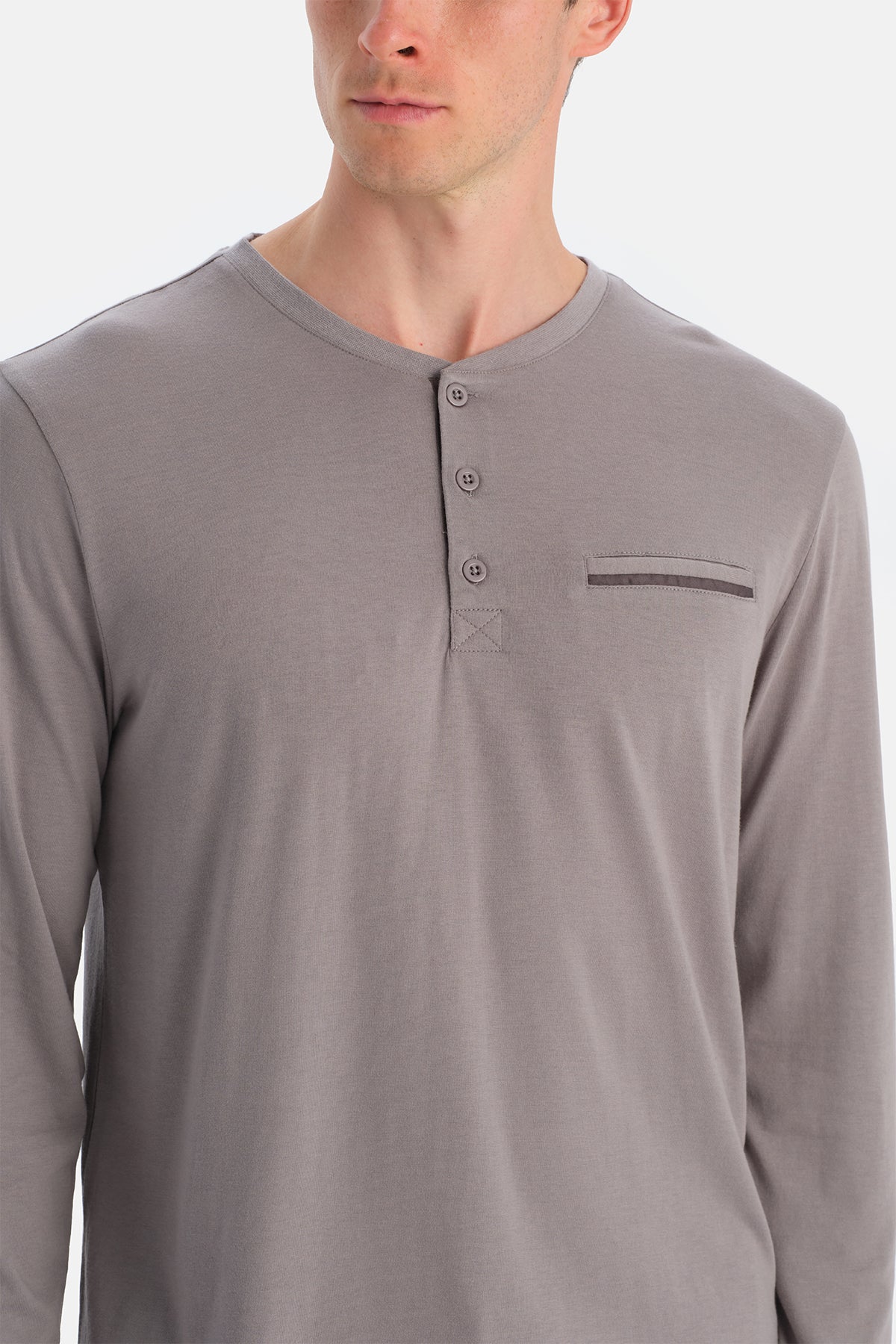 Gri Travel Tişört Pamuk Saten Pantolon Pijama Seti