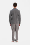 Gri Uzun Kollu Üçlü Pijama Takım