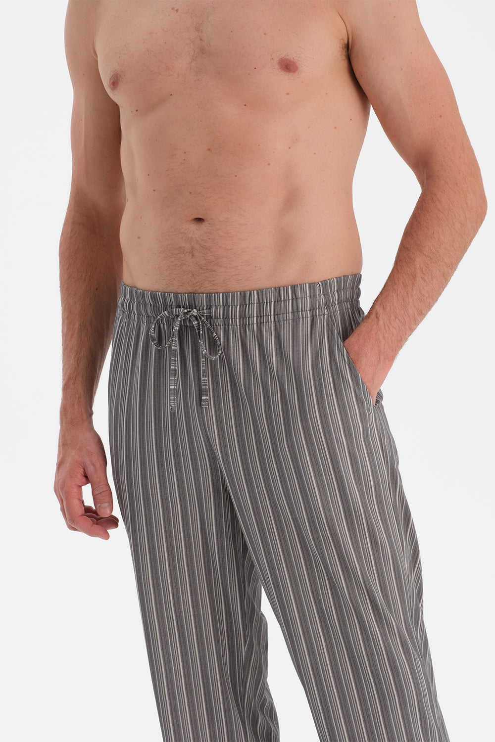 Gri Uzun Kollu Üçlü Pijama Takım