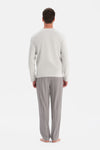 Açık Gri V Yaka Uzun Kollu Pijama Takım