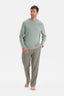 Mint Yeşili Bisiklet Yaka Uzun Kollu Pijama Takım