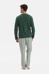 Koyu Yeşil Uzun Kollu Pat Ve Cep Detaylı Pijama Takım