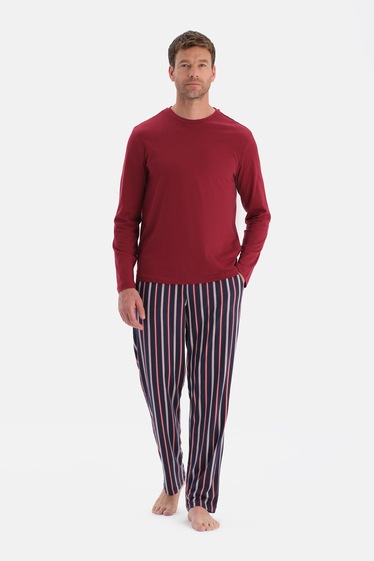 Lacivert Uzun Kollu Tişört Pantolon Takım