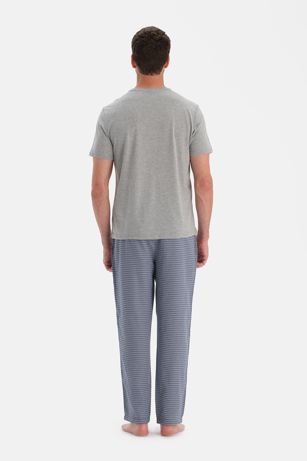 Gri Melanj Kısa Kollu Tişört Pantolon Takım