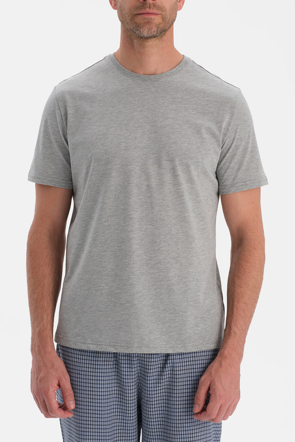 Gri Melanj Kısa Kollu Tişört Pantolon Takım