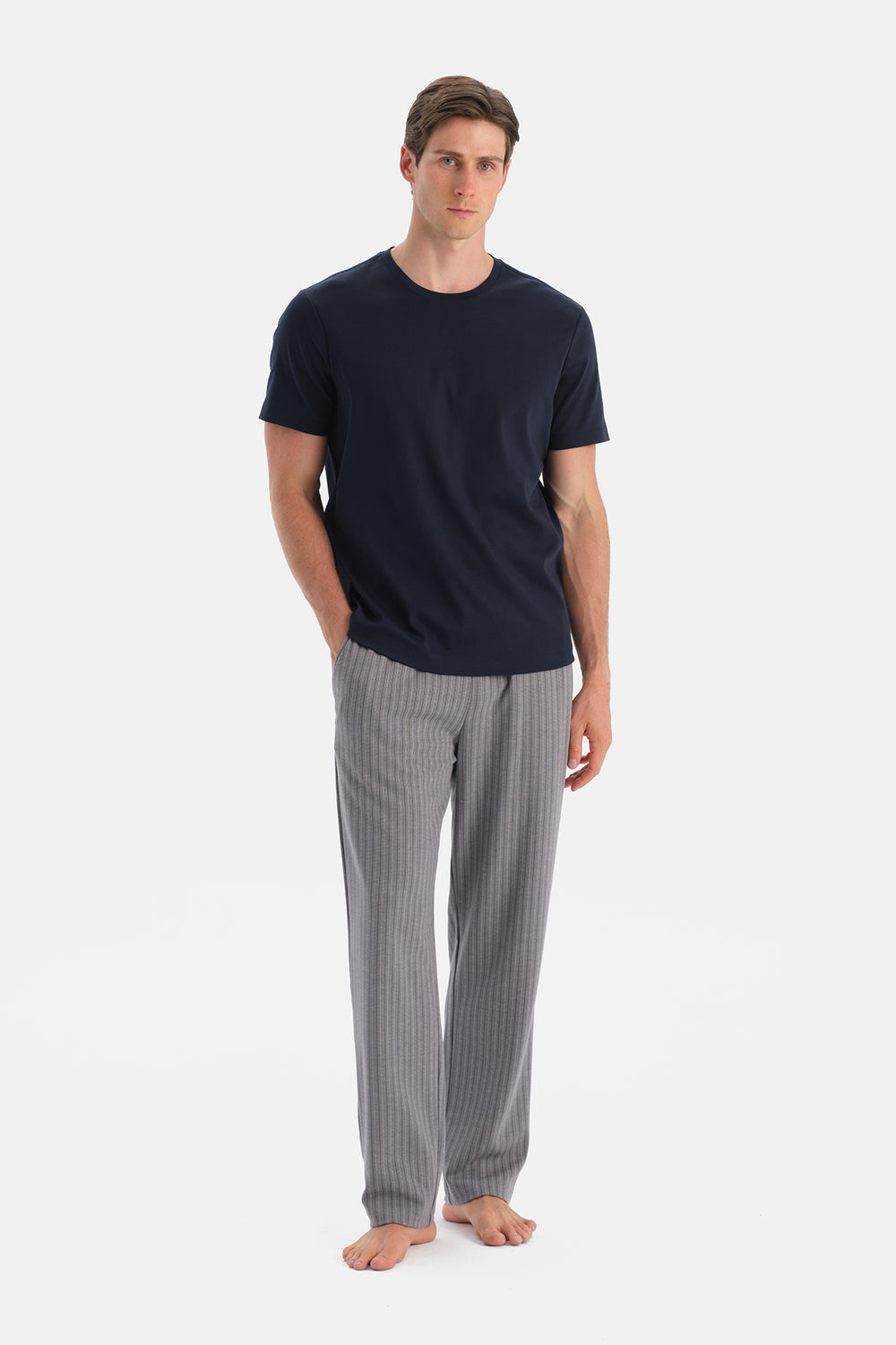 Gri Desenli Örme Pantolon