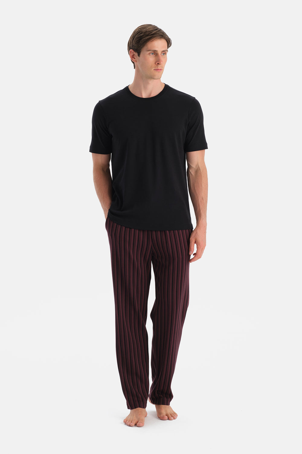 Bordo Desenli Örme Pantolon