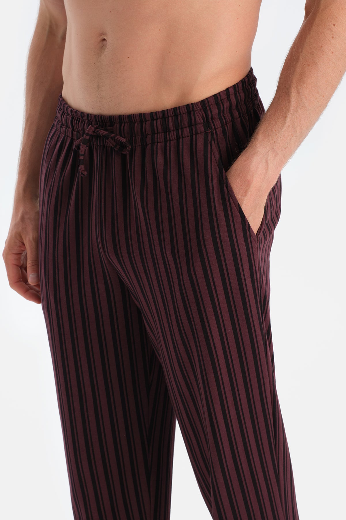 Bordo Desenli Örme Pantolon