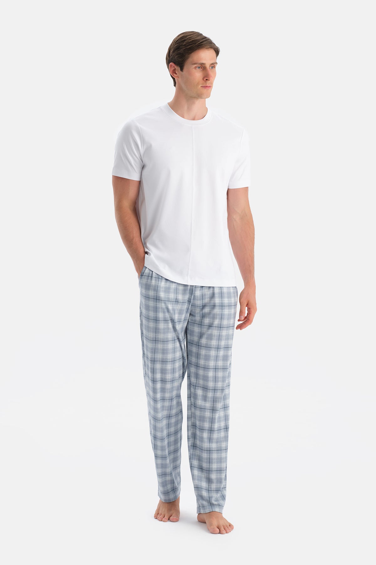 Lacivert-Mavi Penye Modal İkili Örme Pantolon