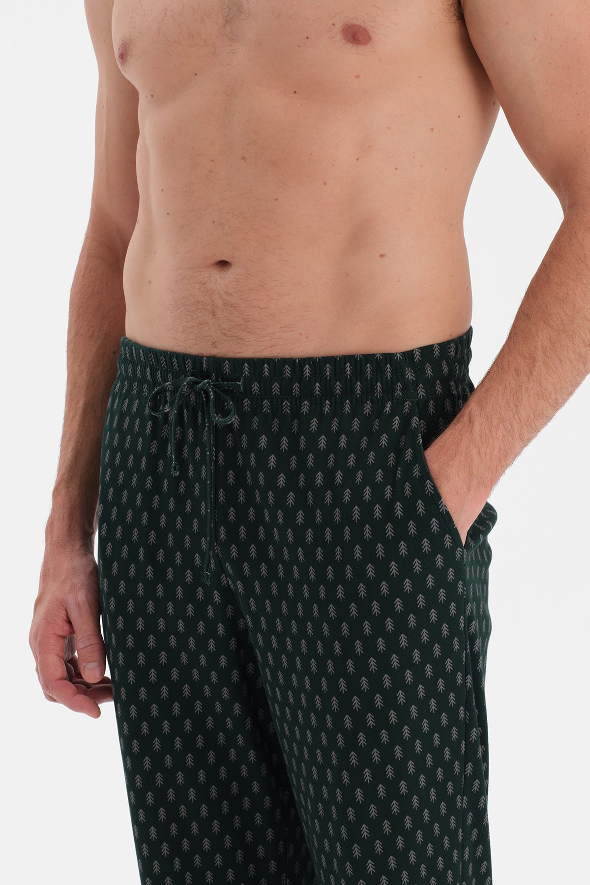 Yeşil Ağaç Baskılı İnterlok Pantolon