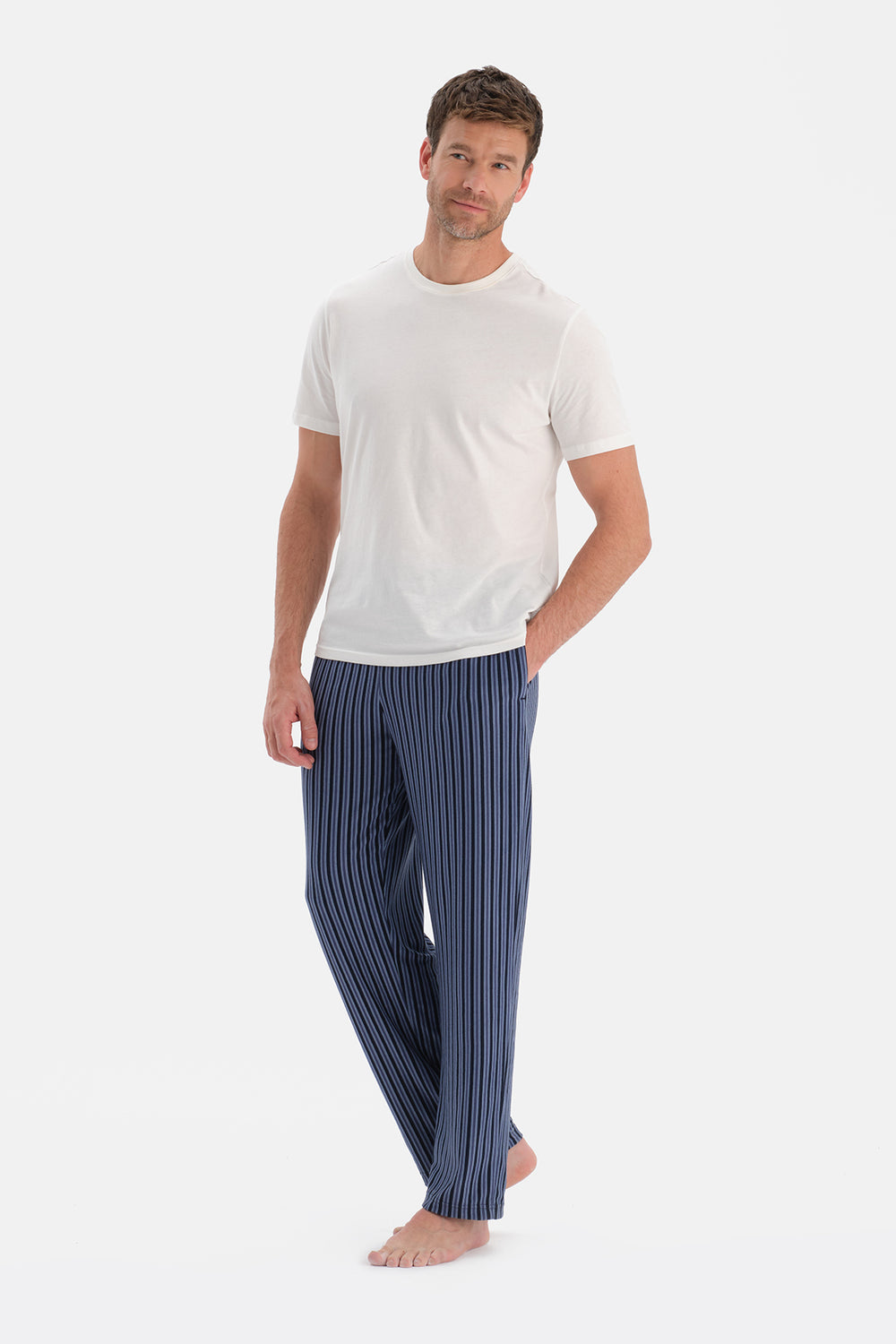 Lacivert Desenli Örme Pantolon