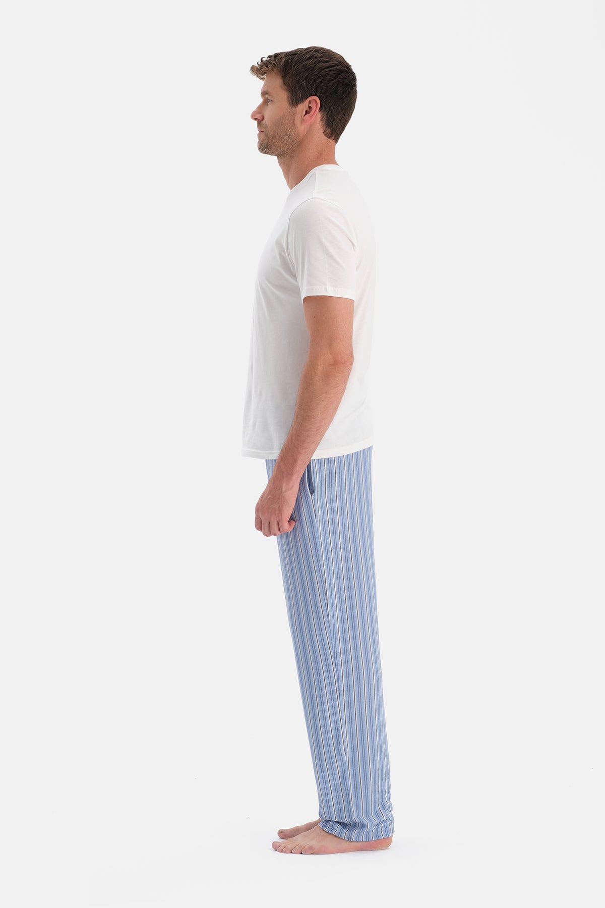 Mavi Desenli Örme Pantolon