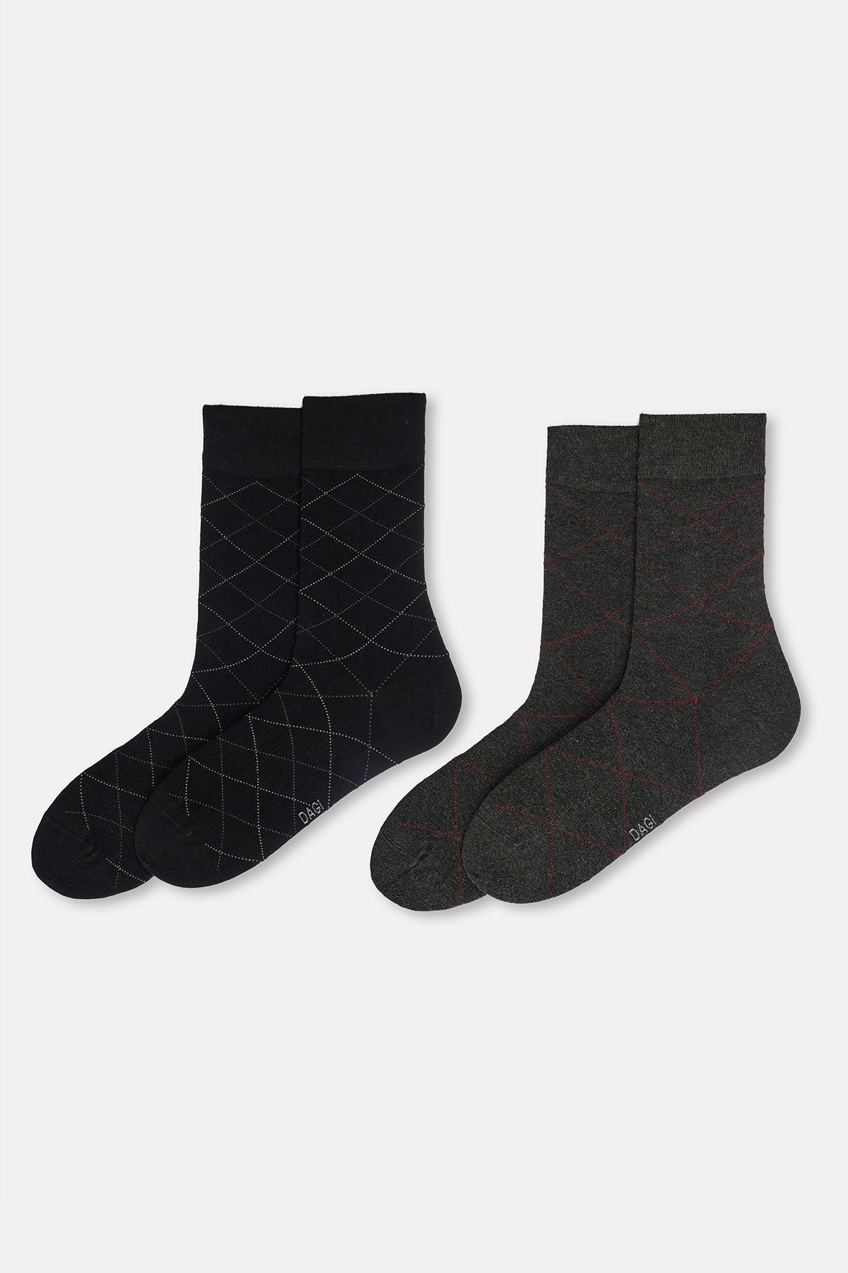 Grimelanj - Siyah Erkek 2'li Baklava Desen Bambu Çorap