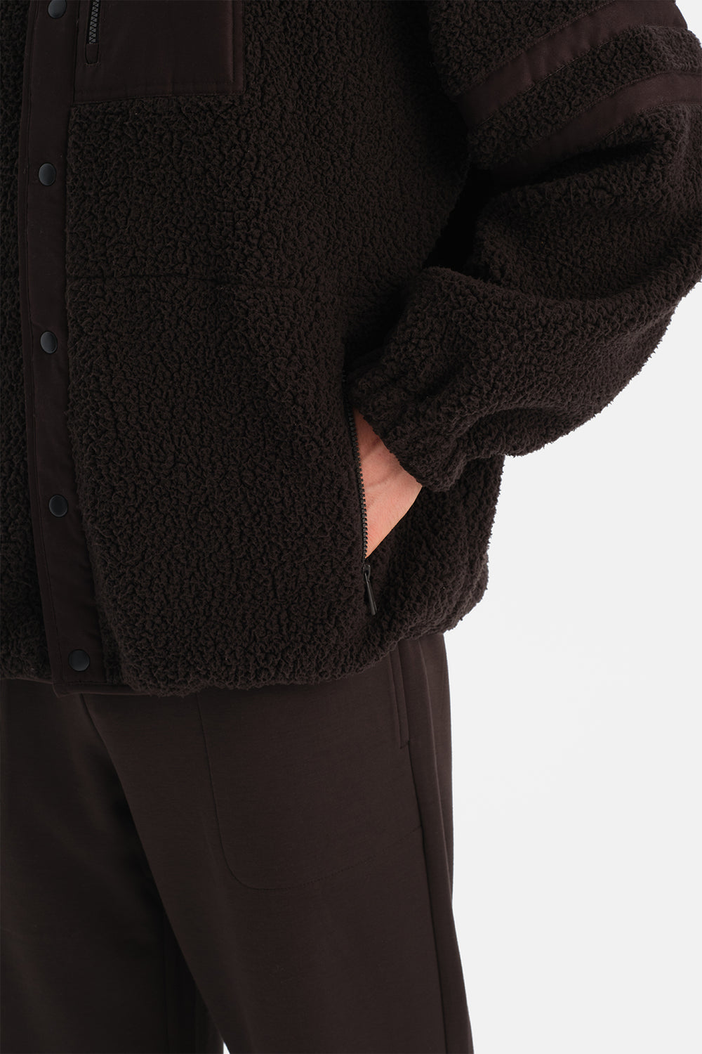 Kahverengi Erkek Önden Fermuarlı Polar Mont