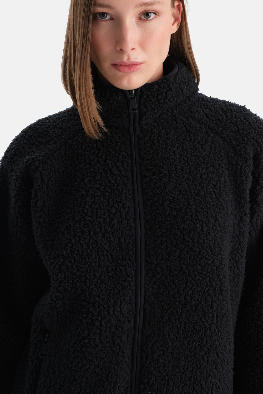 Siyah Kadın Polar Sweatshırt