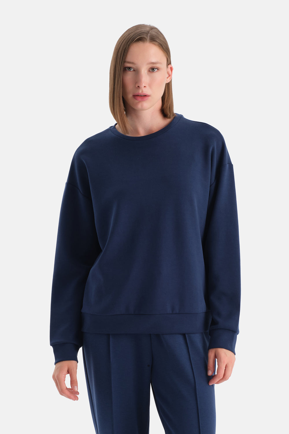 Lacivert Basic Modal Sweatshirt
