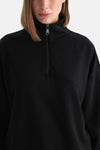 Siyah Kadın Yarım Fermuarlı Modal Sweatshirt