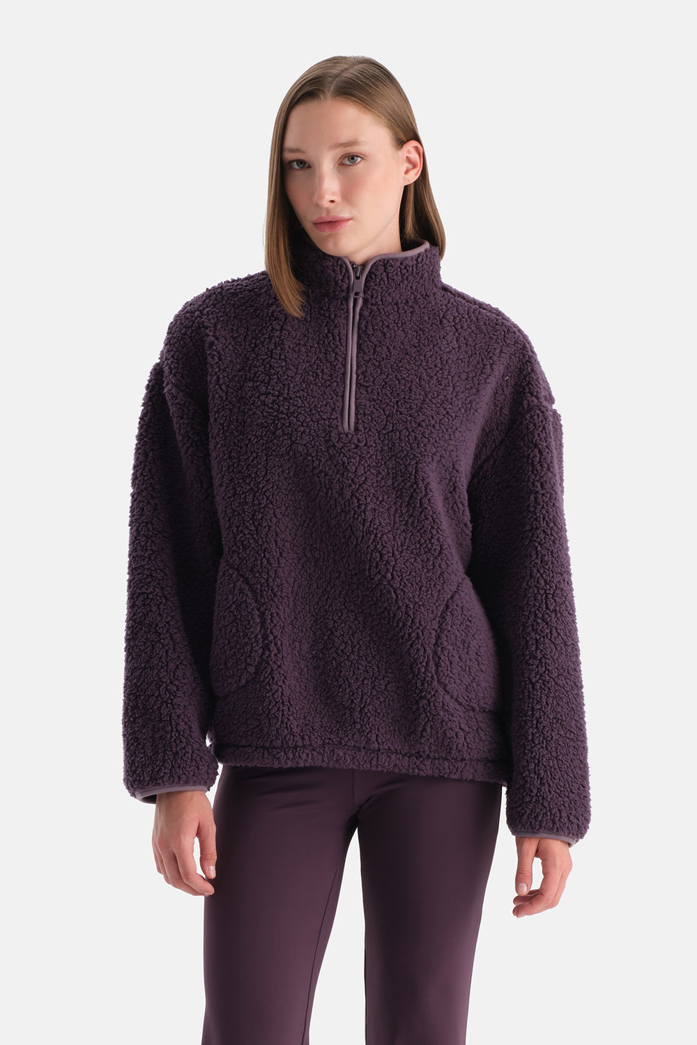 Mürdüm Kadın Yarım Fermuarlı Sweatshırt
