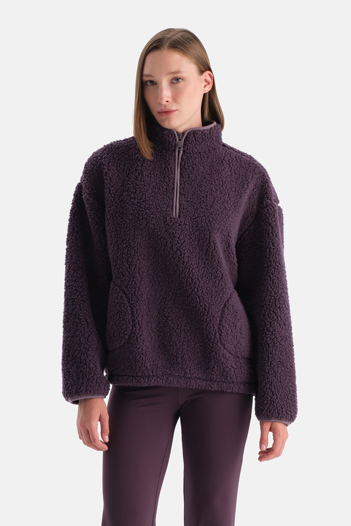 Mürdüm Kadın Yarım Fermuarlı Sweatshırt